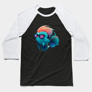 COOL BETTA FISH WITH SUNGLASSES Baseball T-Shirt